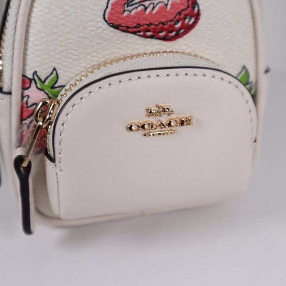 Coach Mini Court Backpack Bag Charm with Strawberry Print CAO93 NWT - Picture 3 of 6